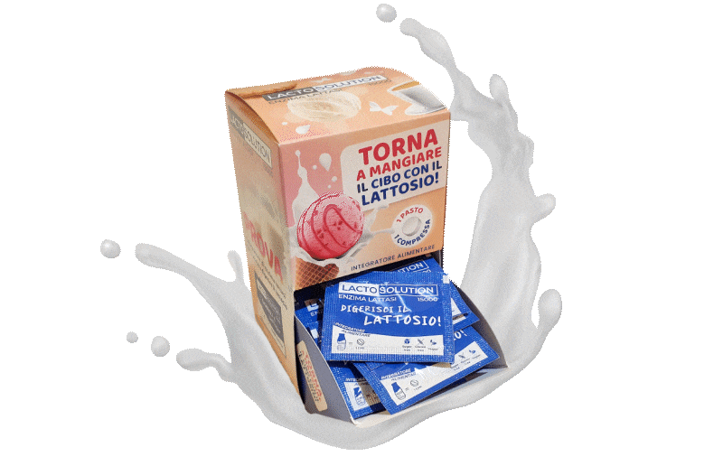 dispenser monodose di Lactosolution, enzima di lattasi
